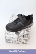 Clarks Kids Spark Beam Leather Trainers, Black, UK 12