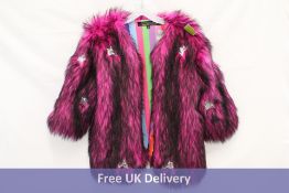Jennafer Grace Planet Queen Faux Fur Jacket, Monster Pink, Size XL