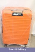 Samsonite Restack 4-Wheeled Expandable Spinner Suitcase, Papaya, Size 75cm. Box damaged