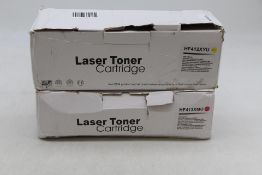 Two Laser Toner Cartridge to include 1x 046HY, HF412XYU Yellow and 1x HF413XMU, Magenta