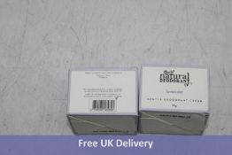 Ten Packs of The Natural Deodorant Co Gentle Deodorant Creams, Lavender, 55g, Expiry Date 11/2026