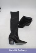 Allsaints Lara Stretchy Over The Knee Boots, Black, Size 38, No Box
