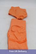 Icon Running/Gym Top with Tight Waist Leggings Set, Orange, UK S