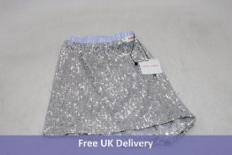 Hand Over Sequin Jack Shorts, Silver, Size M