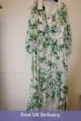 Couture Club Esmeralda Woman's Floral Dress, White/Green/Blue, UK 14, No Box