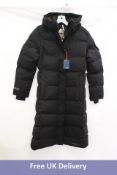 Superdry City Chevron Long Length Padded Jacket, Black, Size S