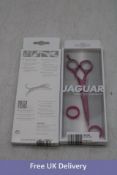 Two Jaguar Morgan 6 Inch White Line Hair Dressing Scissors, Pink. OVER 18's ONLY