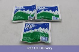 Thirty packs of Koolpak Compact Instant Ice Pack, Single Use, Blue/White/Green, Size Small