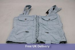 Jaded London Women's Lace Up Cargo Corset Top, Powder Blue, UK 8
