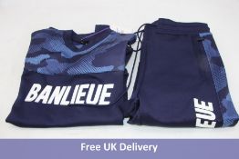 Banlieue 3D Crew Neck Tracksuit, Navy Camo, Medium