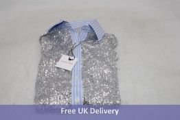 Hand Over Jacks Sequin Blouse, Silver, Size M