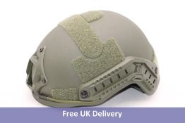 Four Dongli Tactical Protective Military Helmets, Army Green, Some Paint Defects On Rim of Helmets a