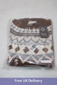 Wool and Co Italy Crewneck Diamond Pattern Wool Jumper, Multi, Size L