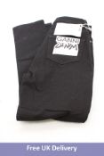 Ganni Slim Super High Rise Cropped Jeans, Black, Size W29, L32