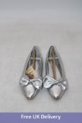 Rag & Go Bromelia Metallic Pleather Bow Ballerinas, Silver, UK 8, No Box