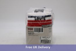 Three Packs of Three Levi Boxer Brief, White/Red/Blue, UK S