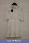 The Kooples Women's Light Dress, With Frills Round Neck- Smocks, Ecru, Size 3
