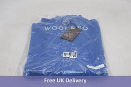 Wool and Co Italy High Neck 3 Button Jumper, Blue, Size L