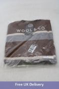 Wool and Co Italy Crewneck Wool Jumper, Brown/Grey/Beige, Size L