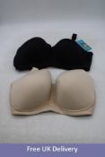 Two Vanity Fair Full Figure Wirefree Bras, 1x Black, 1x Natural, Size 40G