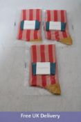 Three Jo Gordon Two Colour Vertical Knee Socks, Stripe Red, Size M