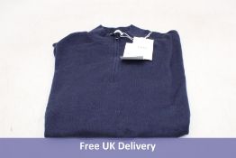 Eton Cashmere Zip Neck Jumper, Blue, Size M