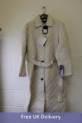 Muubaa London Women's Xena Maxi Belted Quilted Leather Coat, Milk White, UK 8