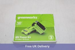 Greenworks 40V/2Ah Battery & Universal Charger Kit, Green/Black. Box damaged