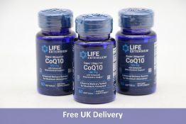 Three Life Extension Super Ubiquinol CoQ10 100mg, 60 Softgels, Expired 01/2023
