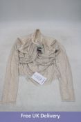 Self Portrait Champagne Rhinestone Mesh Top, Cream, UK 10
