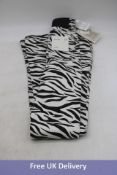 Two Bershka Women's Straight Leg Trousers, Zebra, UK 1x 6, 1x 8, Some marks