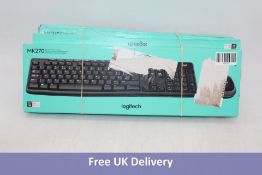 Three Logitech MK270 Wireless Combo Keyboard and Mouse, Black. Boxes Damaged, Not checked