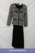 Self-Portrait Check Boucle Chiffon Midi Dress, Black/White, Size 6