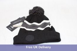 Three Galvin Green Leighton Beanie Hats to include 1x Black/Cool Grey/White, 2x Navy/Cool Grey/White