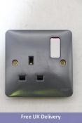 Ten Hager 13A 1 Gang DP Switched Socket with Grey Face Plate