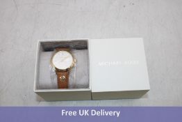 Michael Kors Slim Runway Watch, Face White/Strap Brown, One Size