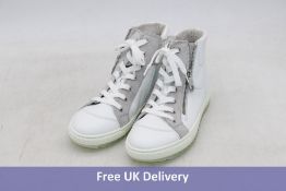 Gabor Womens Bulner High Top Suede Trainers, White/Light Grey, Size 6, No Box
