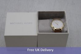 Michael Kors Slim Runway Watch, Face White/Strap Brown