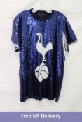 Sequin Fans Tottenham Sequin Short Sleeve Football Shirt, Blue/Silver/White, No Size