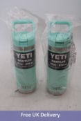 Two Yeti Rambler 18 Oz Bottles with Colour-Matched Straw Cap, SeaFoam