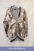 Akira Floral Print Jacket, Silver/Black/Gold, Size XL