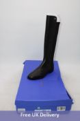 Stuart Weitzman Keelan City Microstretch and Leather Knee Boots, Black, Size 39.5. Box damaged