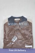 Wool and Co Italy Long Sleeve Wool Polo Top, Blue, Size L