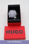 Hugo W45412 Fast Multifunction Leather Strap Watch, Dial Blue/Strap Blue