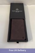 Three Porter Riley Leather Phone Case for iPhone 12.6 7 Flip, Chocolate Brown.