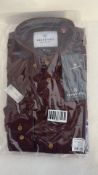 Two Kronstadt Men's Johan Diego Cotton Regular Fit Shirt, Burgundy, Medium