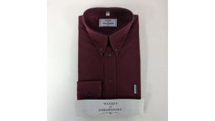 Woods of Shropshire Men's Long Sleeve Shirt, Maroon, Size L