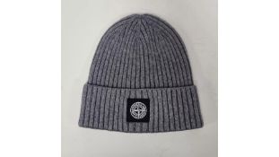 Stone Island Ribbed Soft Cotton Beanie Hat, Grey, One Size