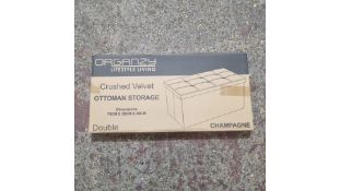 Organzy Crushed Velvet Ottoman Storage, Champagne, 76 X 38 X 38cm