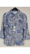 Bianca Women's Button Up Paisley Blouse, Blue, Size 14 UK